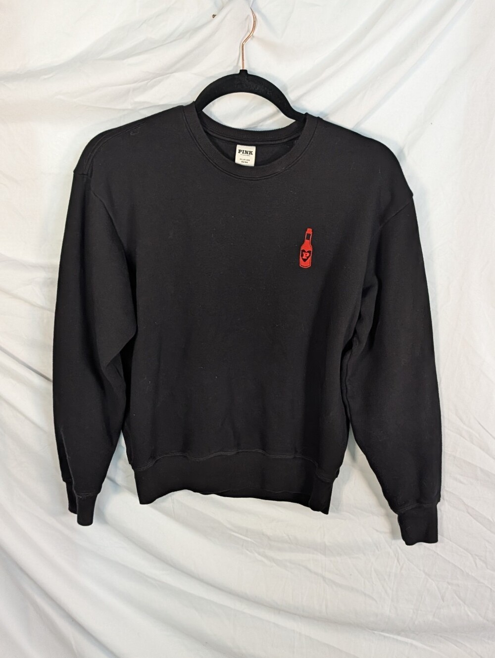 Victoria's Secret PINK Black Crewneck Sweater with Embroidery